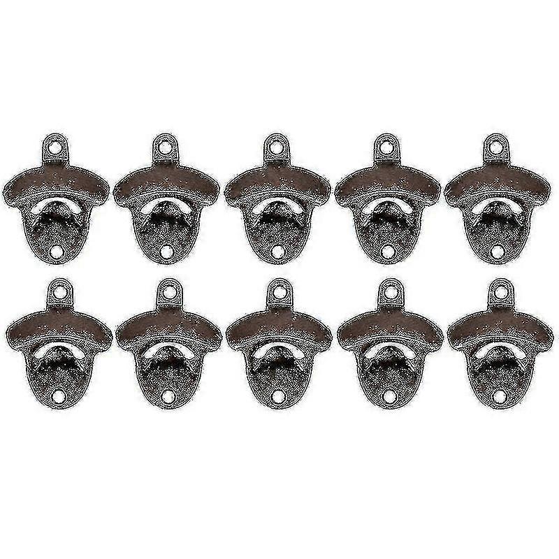 10パックボトルオープナー壁掛け素朴なビールオープナーセットヴィンテージ -