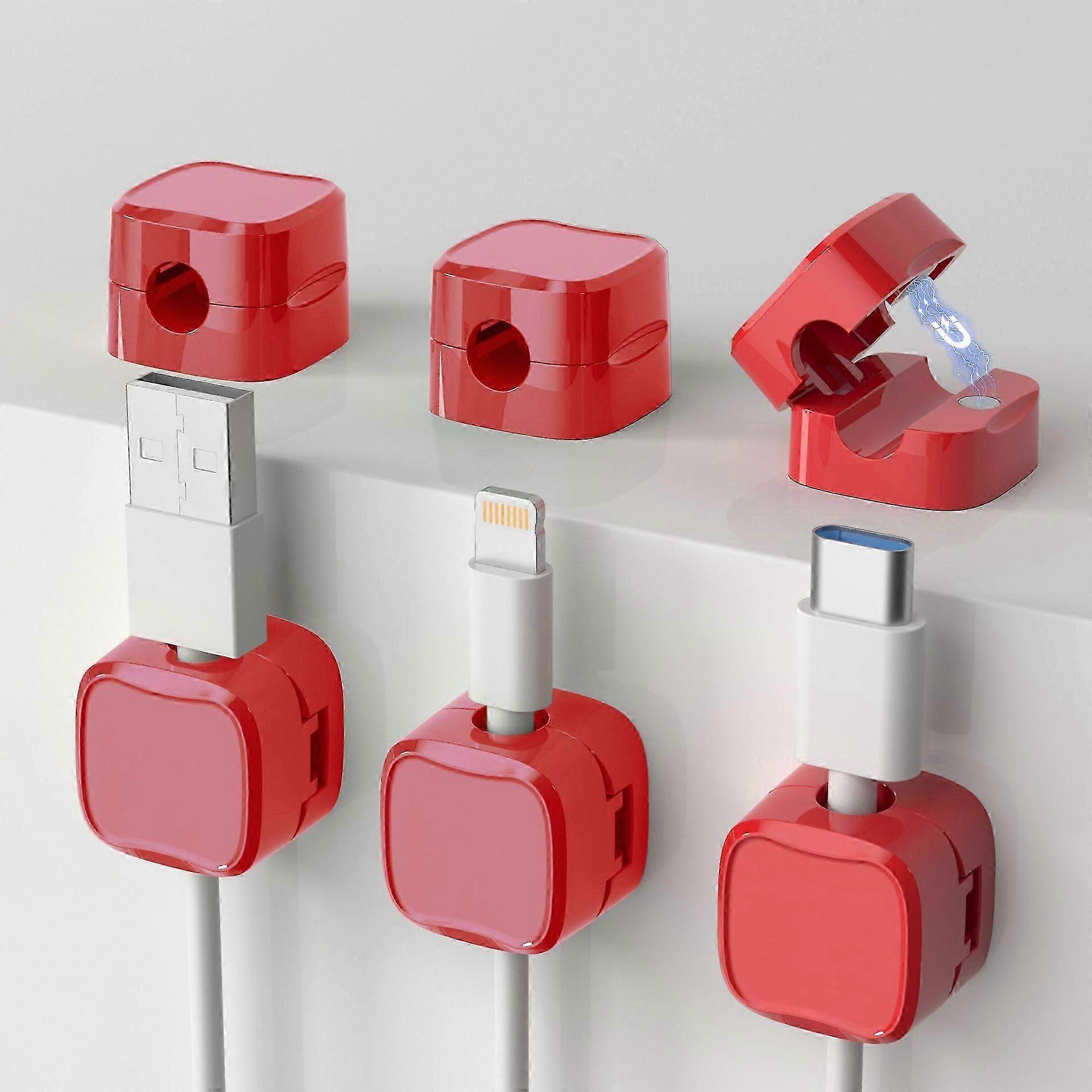 منظم الحبل المغناطيسي ، حامل مقاطع الكابلات المغناطيسية 6 قطع ، مشبك حامل سلك لإدارة الكابلات اللاصقة لمكتب المنضدة