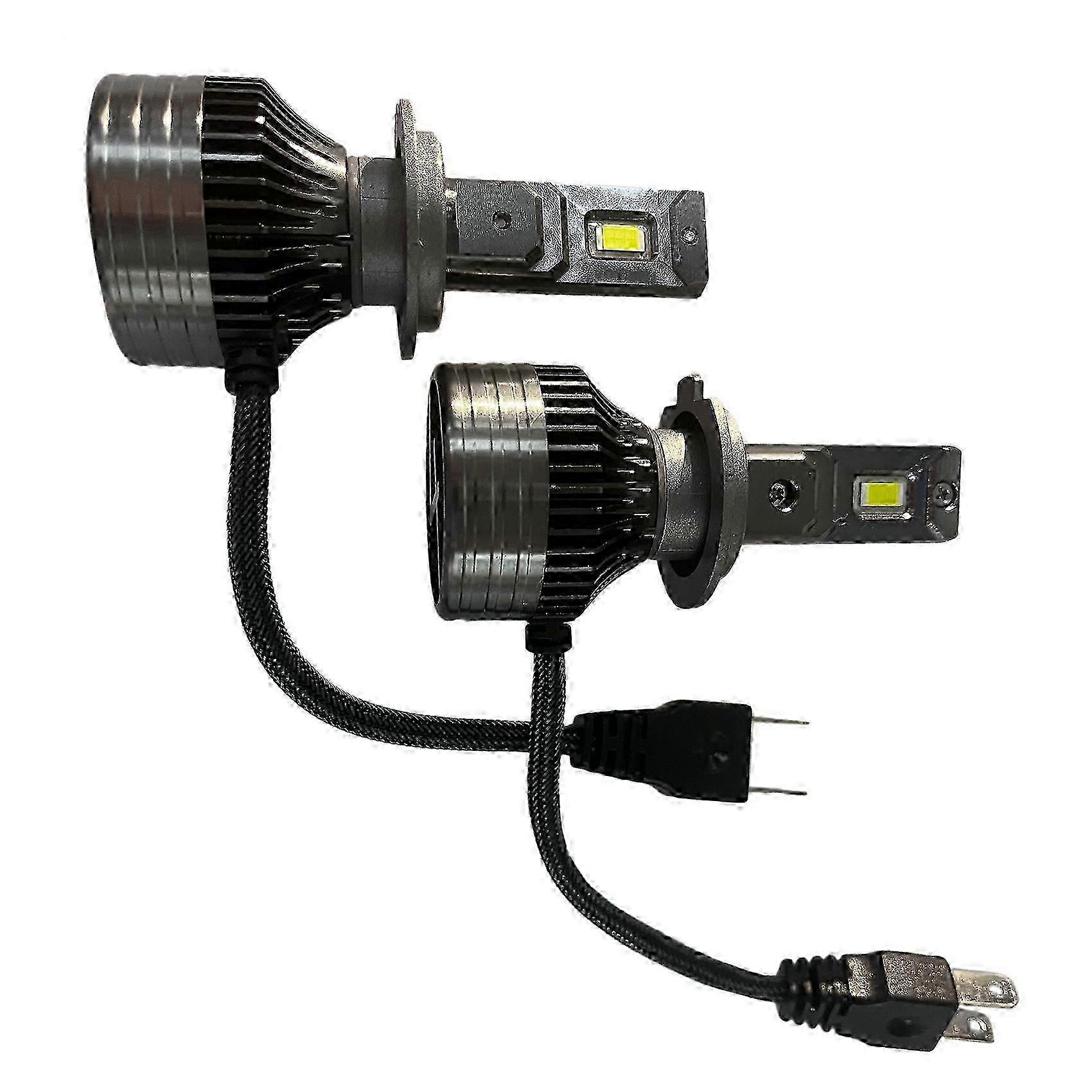 Extremely Bright H7 LED Headlight Bulbs with 12000LM 120W 6000K and Double Heat Pipe Design - Set of 2