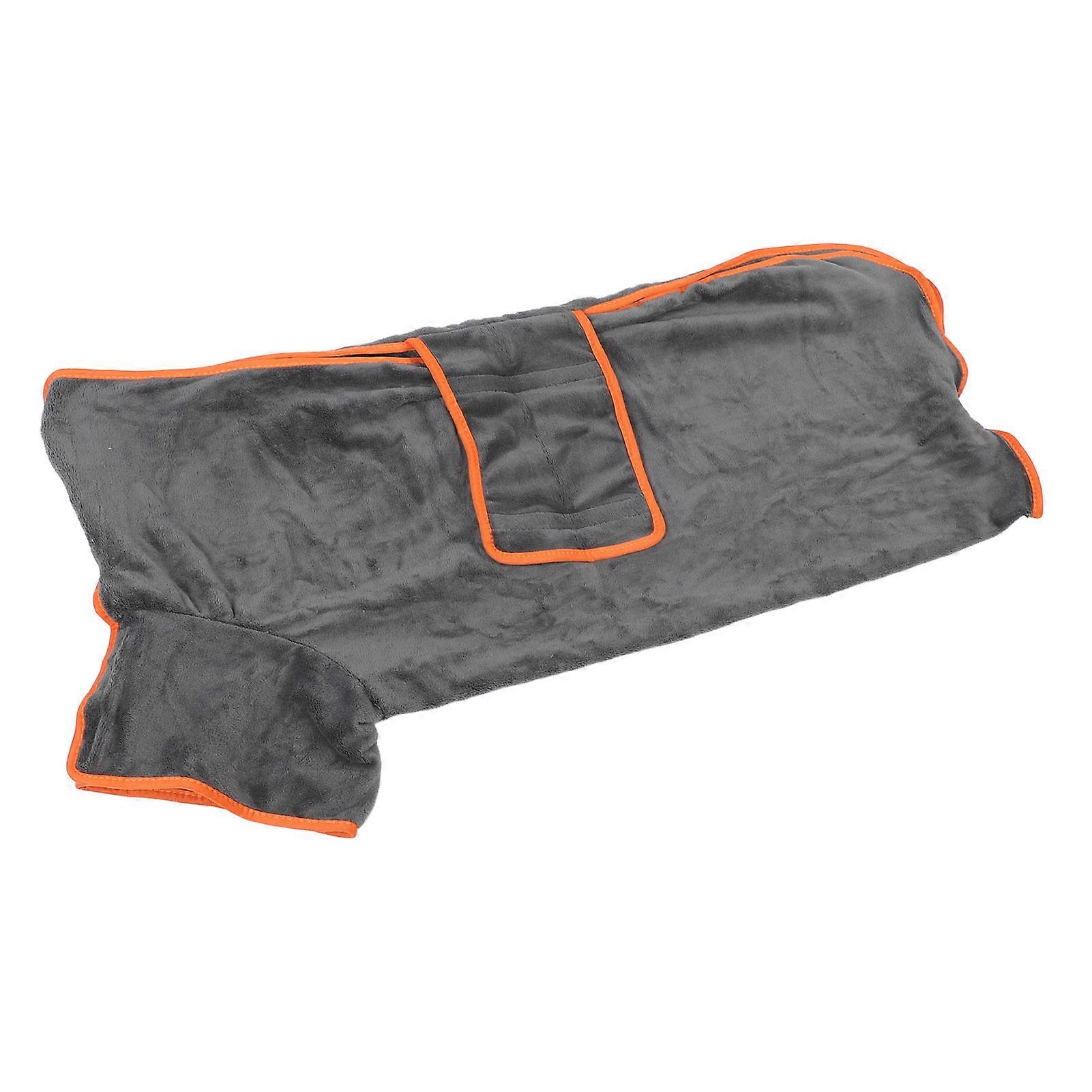 Dog Bathrobe Grey Fully Wrapped Absorbant Quick Drying Soft Polyester Thickened Dog Robe for Home Pool XL 