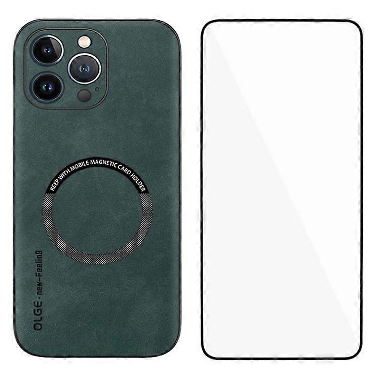 סדרת WANLONFENG YBP תואמת לאייפון 14 פרו מקס מקרה מגנטי עם סרט זכוכית מחוסמת עור PU + כיסוי טלפון TPU מדויק