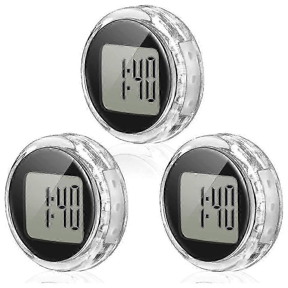3 Pieces Mini Motorcycle Clocks Waterproof Stick-on Motorbike Mount Watch Digital Clocks For Vehicle, Auto, Car, Suv