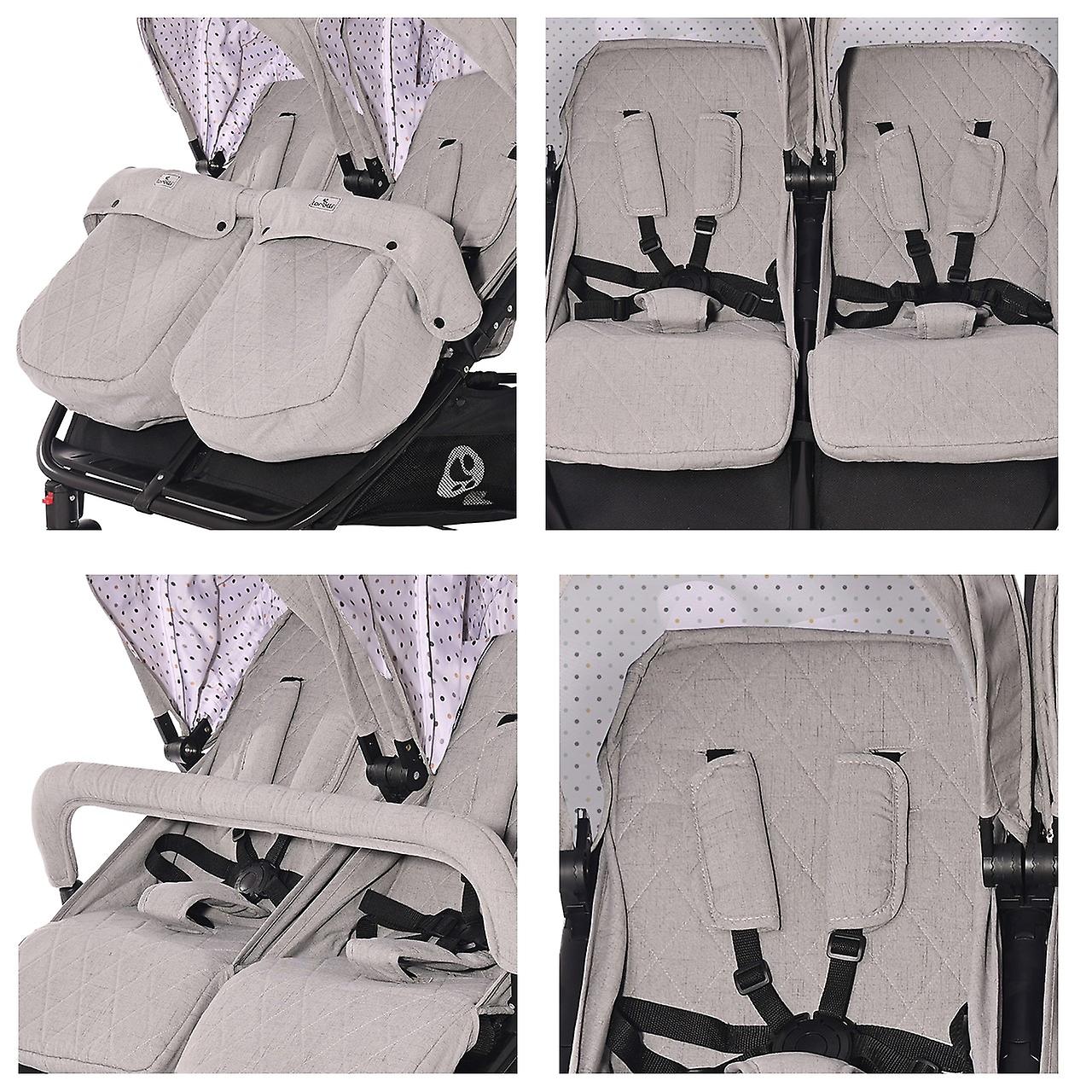 Lorelli twin stroller Duo foldable adjustable foot cover changing bag