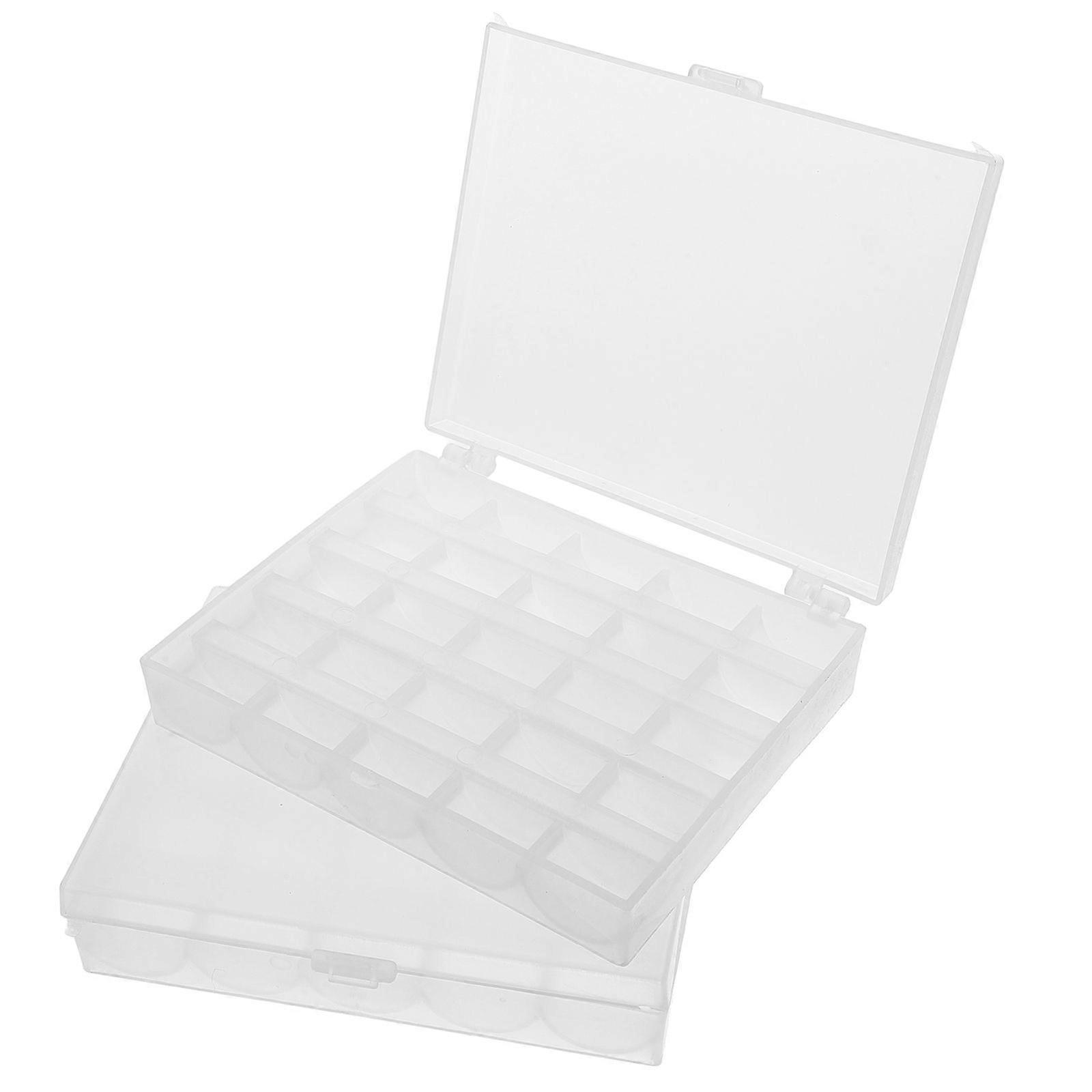 2pcs Bobbin Storage Container Plastic Bobbin Case Sewing Machine Parts Organizer Clear Plastic Bobbin Box For Sewing Craft Storage