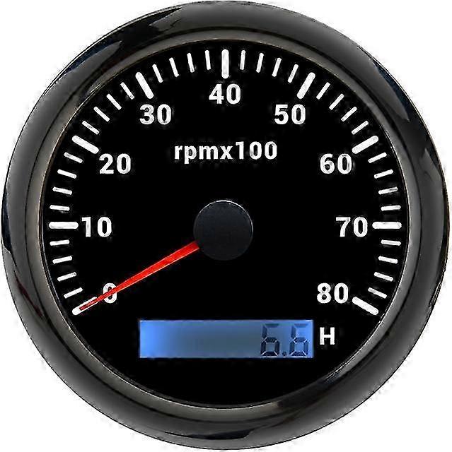 Digital Hourmeter Tacho Gauge with RPM 8000 and 85MM Diameter featuring a 7-Color Backlight for Car or Diesel Engine compatible with 9~36V Systems