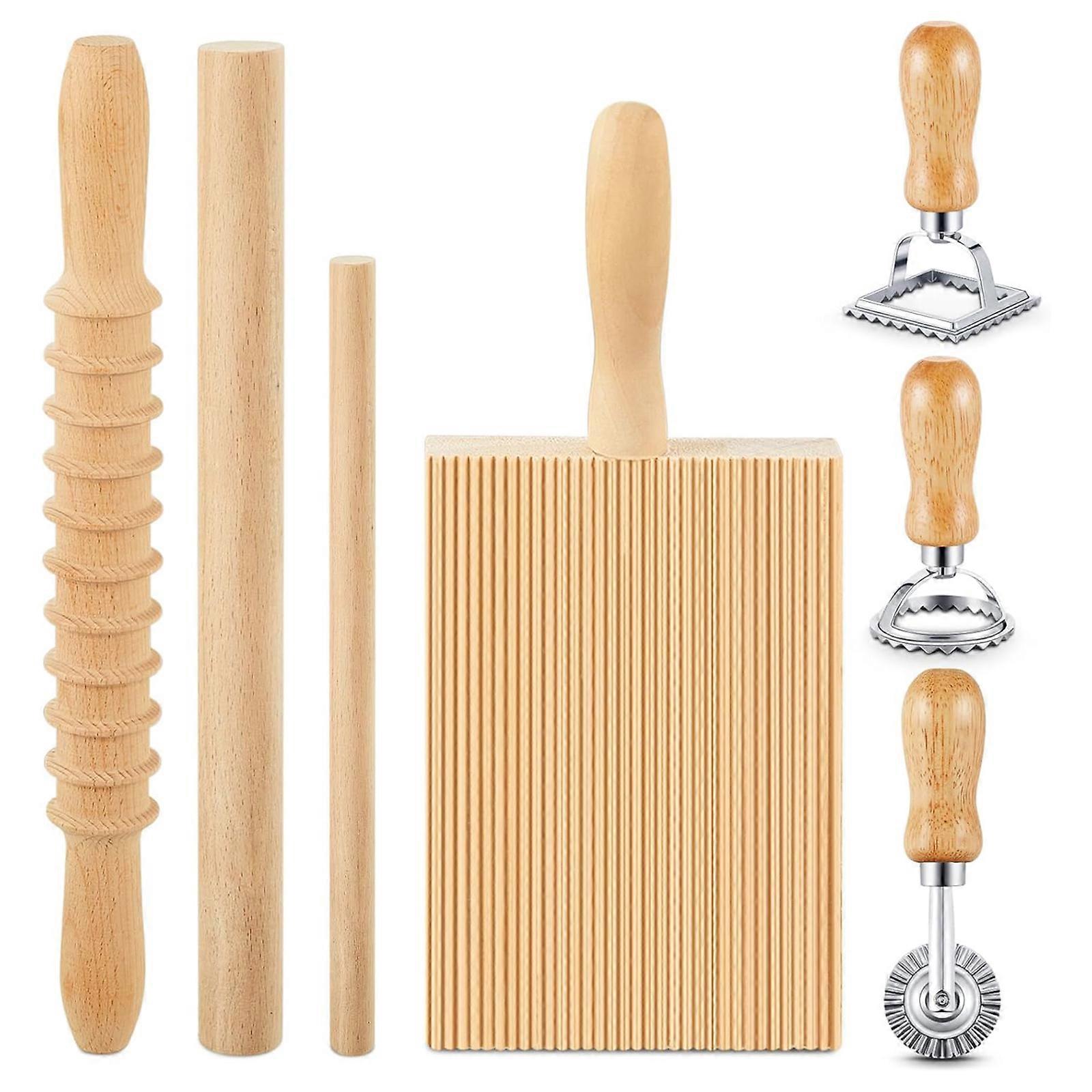 Gnocchi Maker Set with Rolling Pin Wood Gnocchi Board Pastas Making Tool Baking Accessories for Easy Handmade Pastas