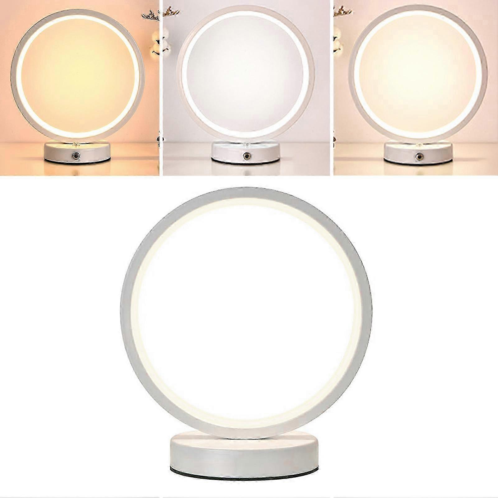 Multifunctional LED Bedside Lamp with 3 Tone Light, Touch Control, Modern Circle Design