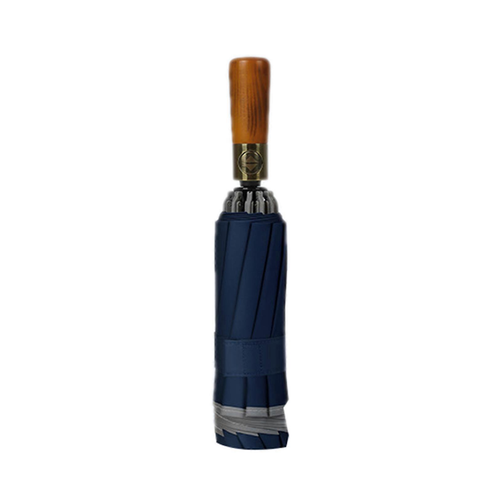 Retro Style Automatic Stormproof- & Windproof Umbrella- with Wood Handle Reverse Umbrella- Lightweight PortableUmbrella Tibetan