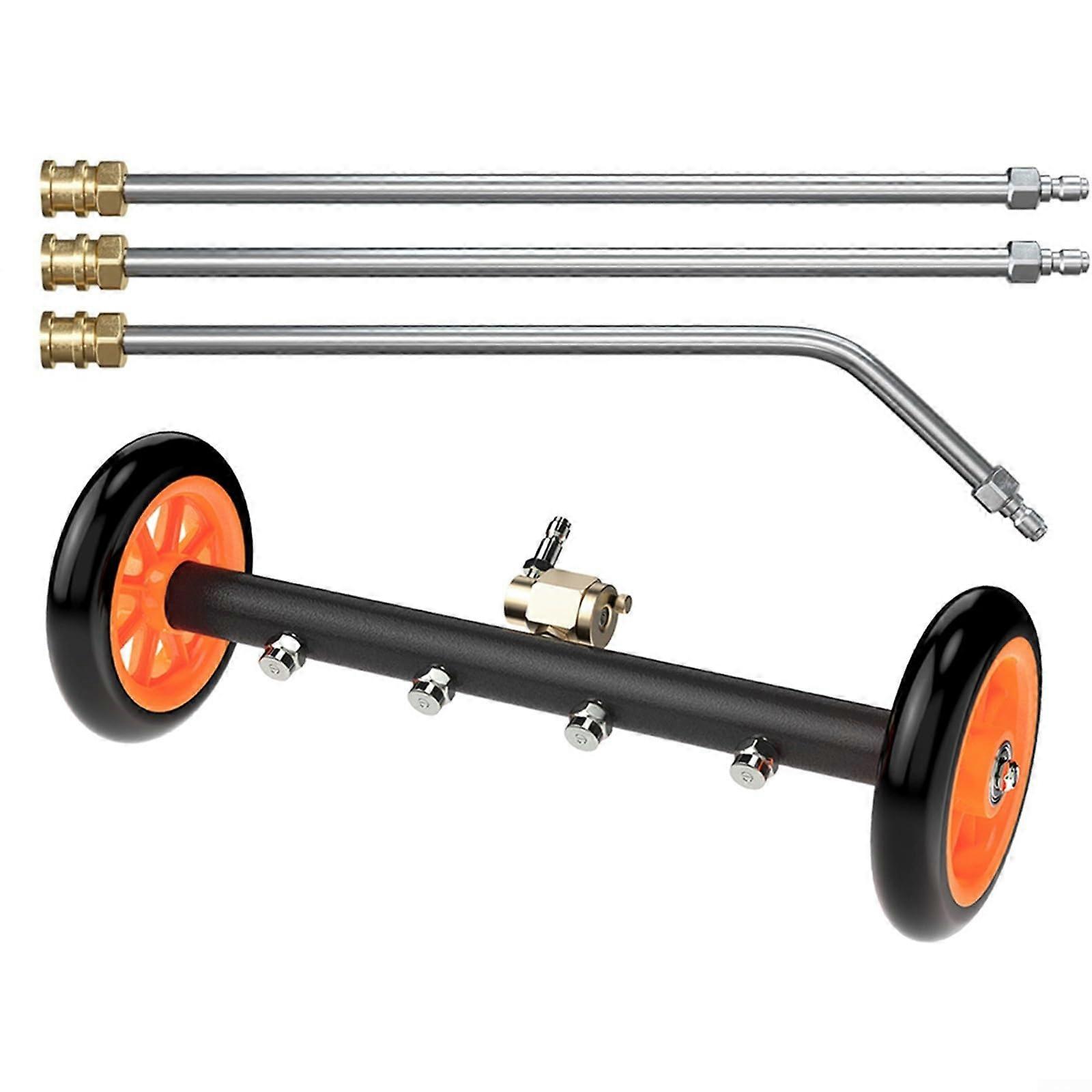 Quick Connect Undercarriage Pressure Cleaning Tool with Solid Rubber Wheels for Smooth Operation (Yellow Wheels)