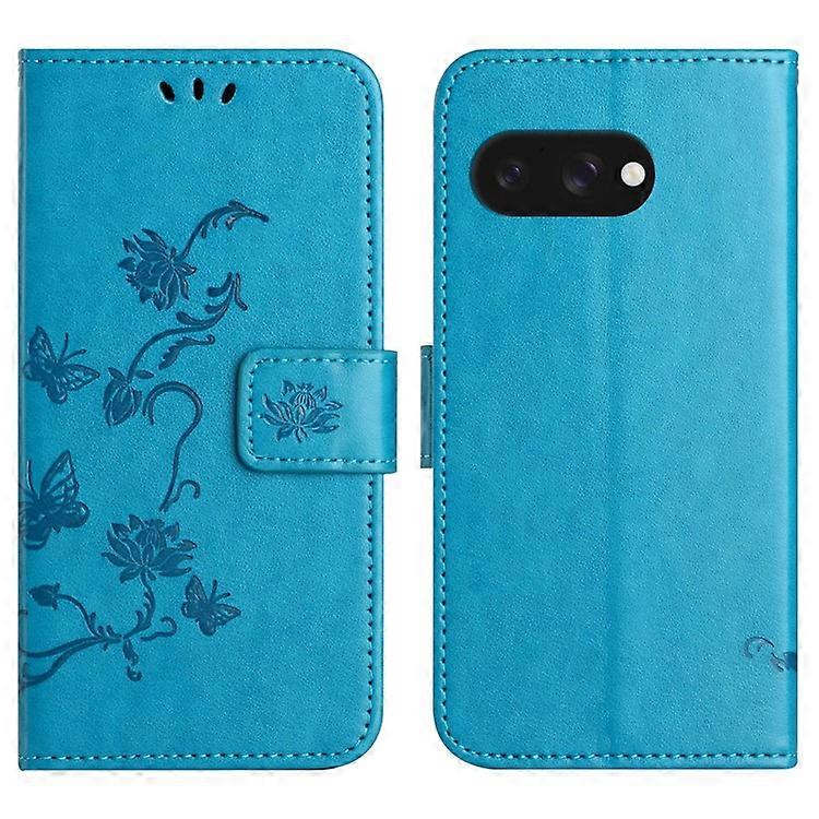 Kompatibel För Google Pixel 9a Fodral Plånbok Stativ Tryckt Fjäril Blomma PU Läder Telefonskydd