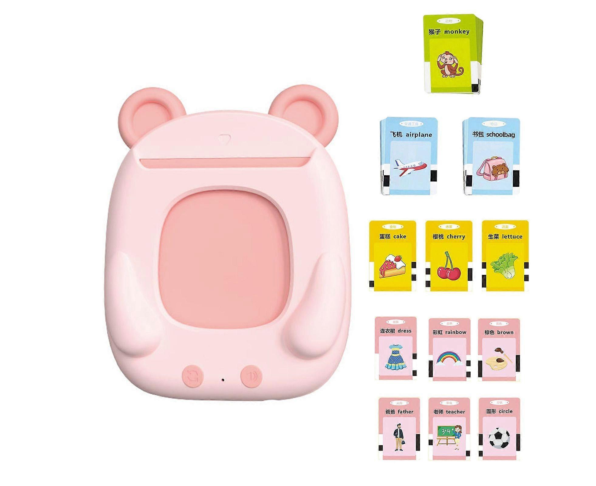 Útil Talking Flash Cards Clear Sounds Pré-escolar Toddler - Rosa