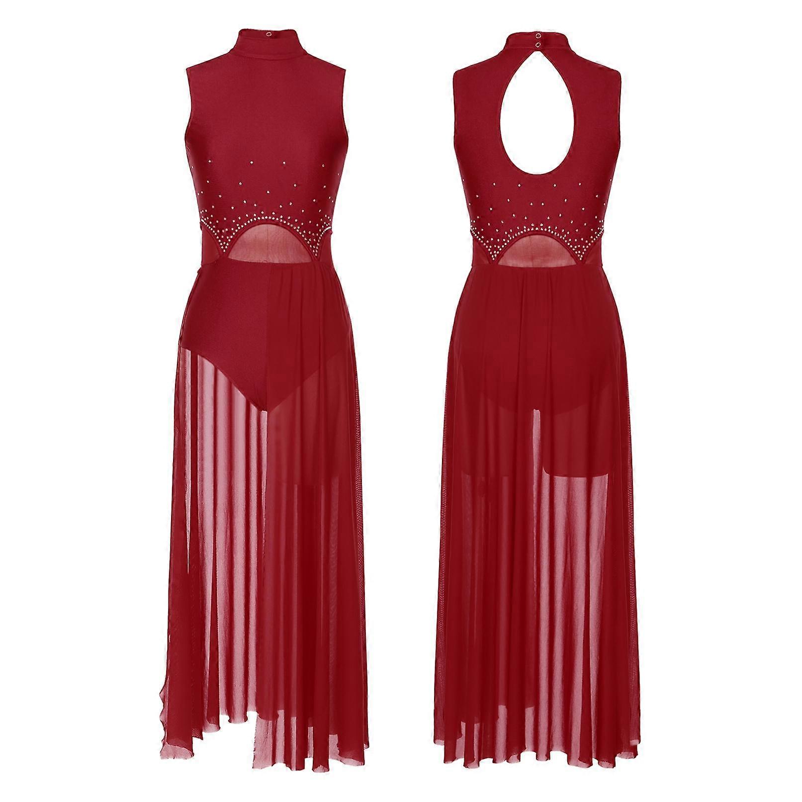 Kvinder Lyriske Dansekostumer Ærmeløs Net Dans Maxi Lang Kjole Moderne Moderne Dansetøj