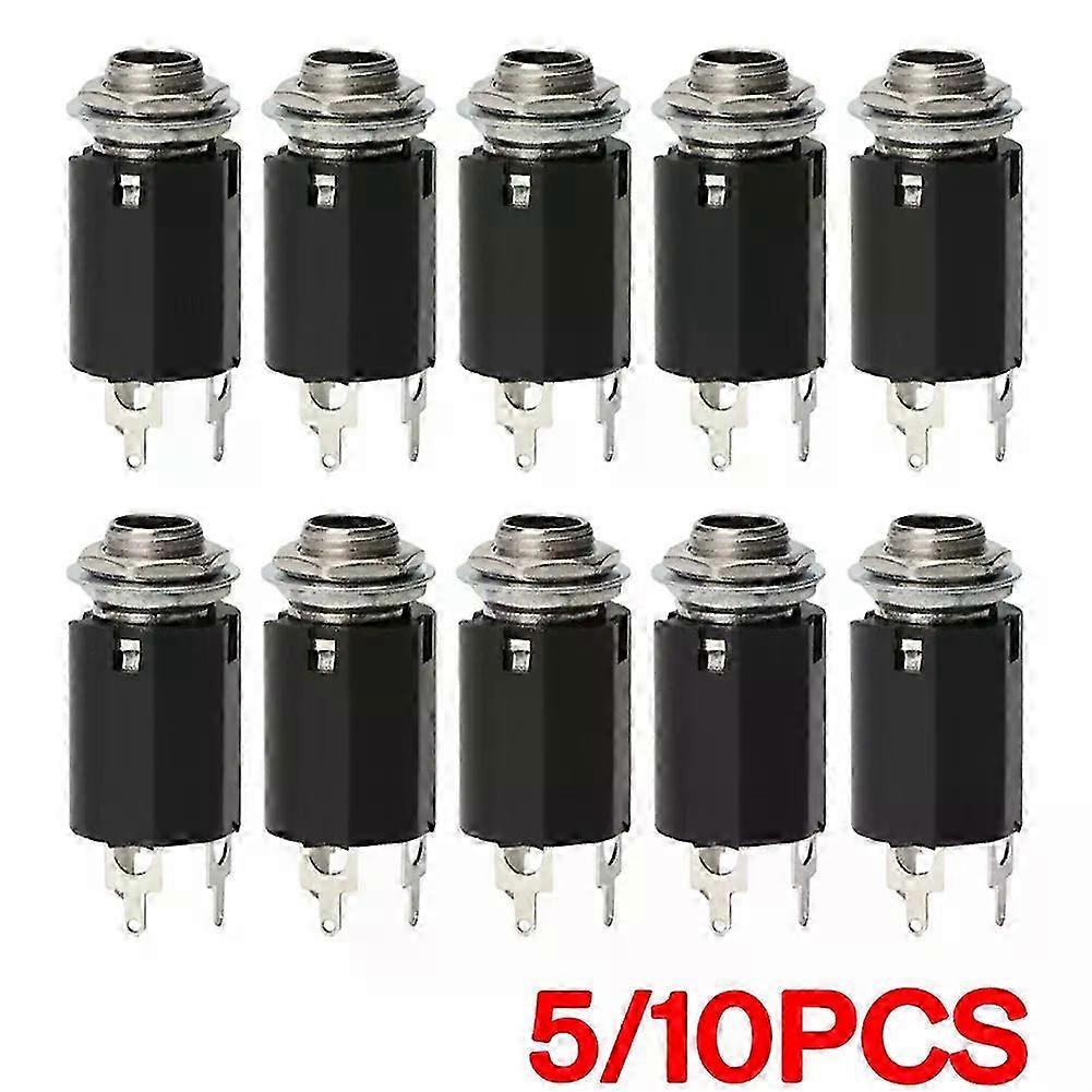 Durable 5pcs Guitar Stereo Output Plugs 6.35mm Jack Socket EQ Female Plug