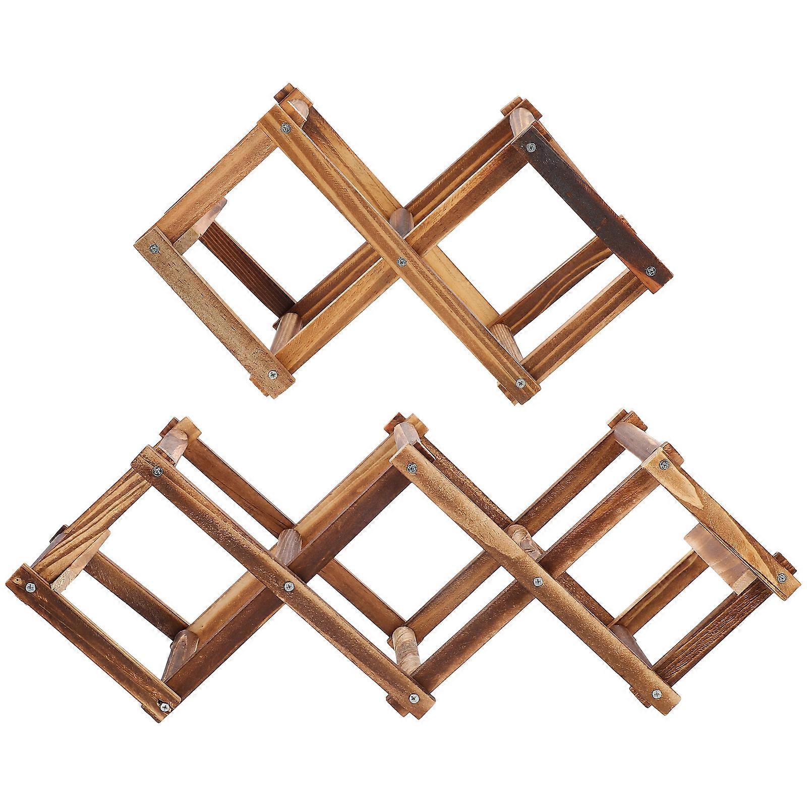 Foldable Wine Rack Made of Premium Wood for Kitchen Bar with Creative Design Brown 2pcs