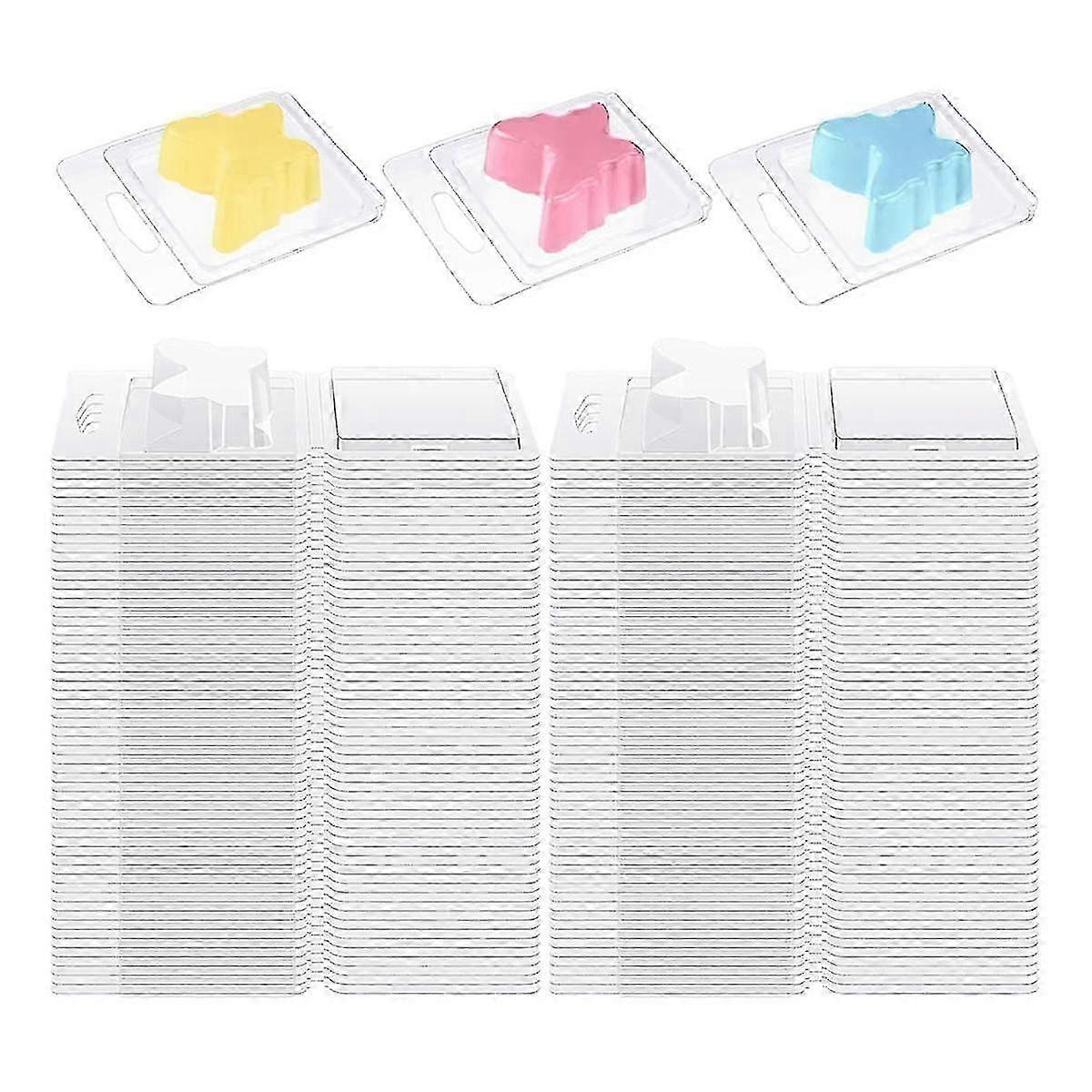 100 Pcs Clear PET 1 Oz Square Wax Melt Clamshell Containers for DIY