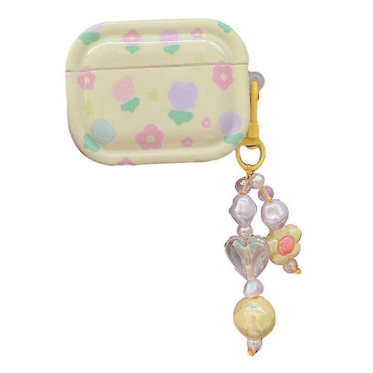 Compatible For Apple AirPods Pro Earphone Case Flower Pattern IMD Bluetooth-compatible Earbud TPU Cover with Pendant