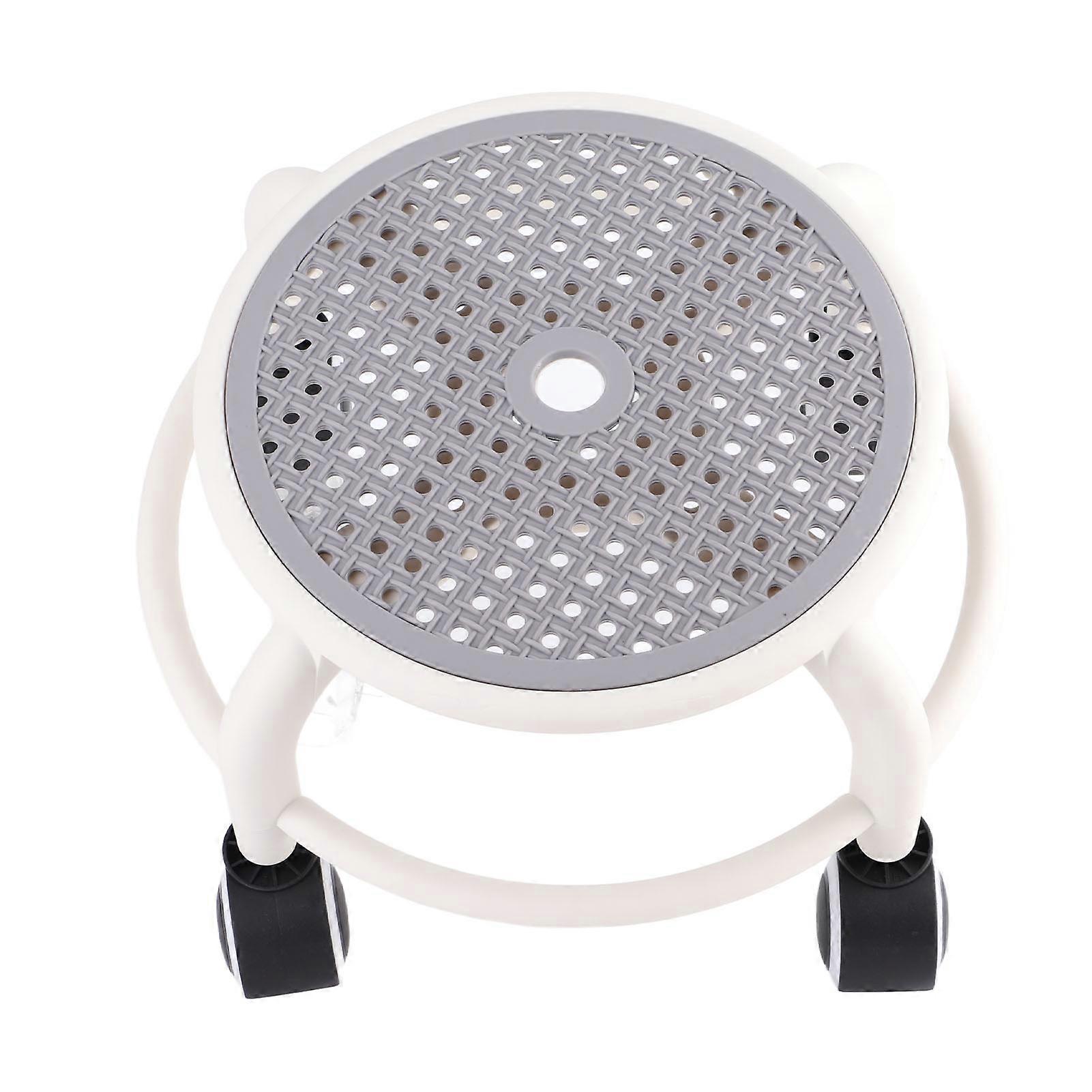 Round Rolling Low Stool Comfortable Universal Wheel Movable Mini Stool High Weight Capacity for Home Grey 