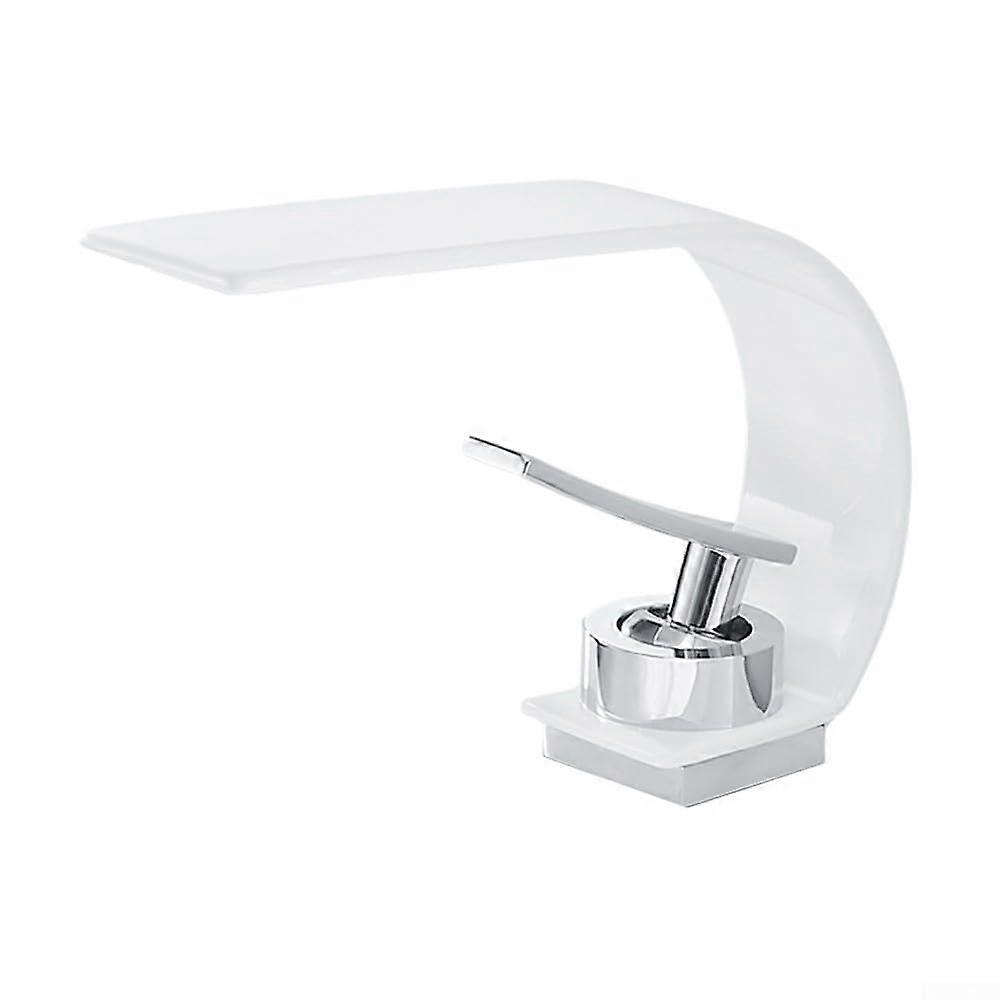 Bathroom Faucets, Waterfall Design, Double Control, Nordic Style Brass Sink Mixer, Water-Saving, White Finish