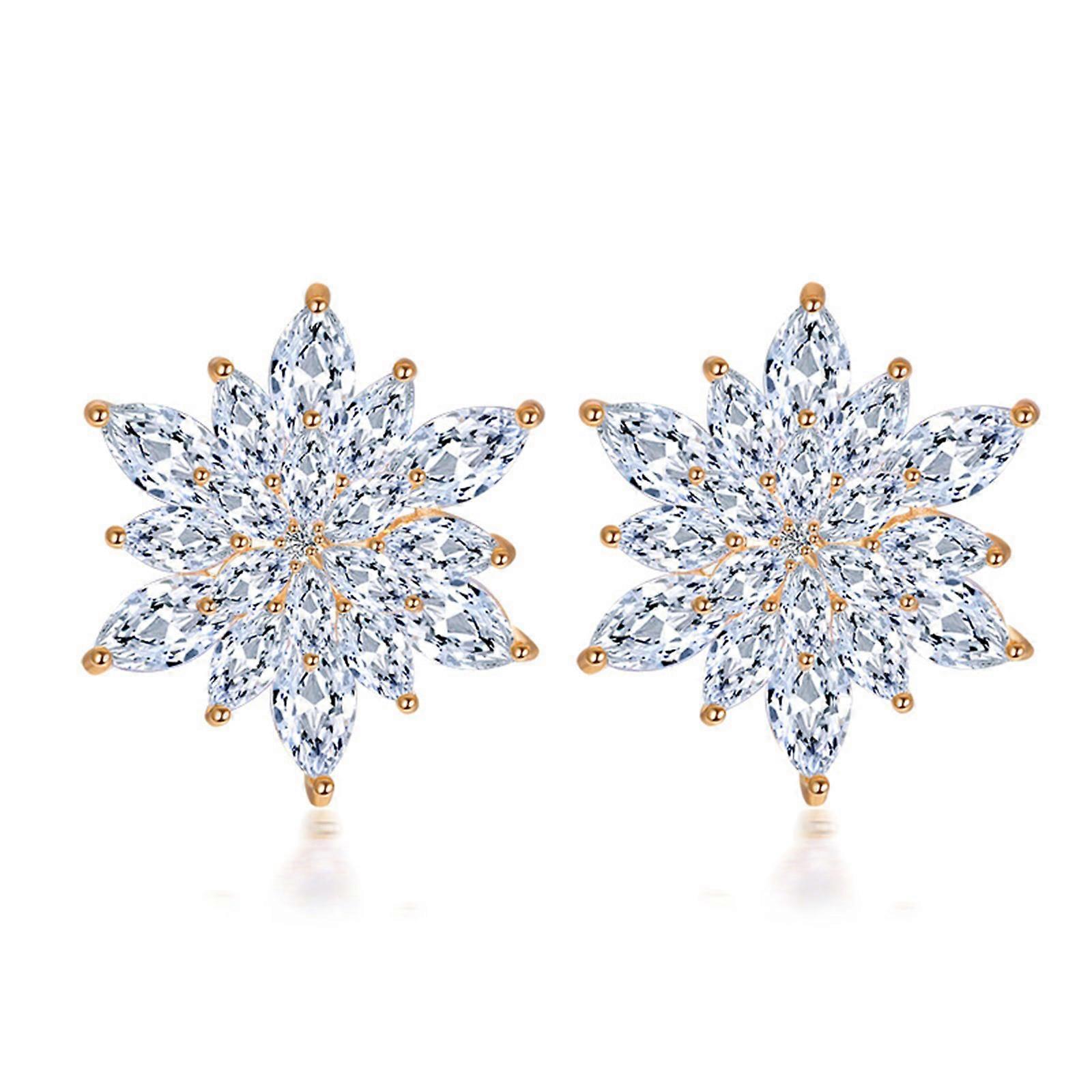 Studs Earrings with Rhinestones Detailing Evening Event Earrings Copper Texture for a Touch of Charm in Any Outfits