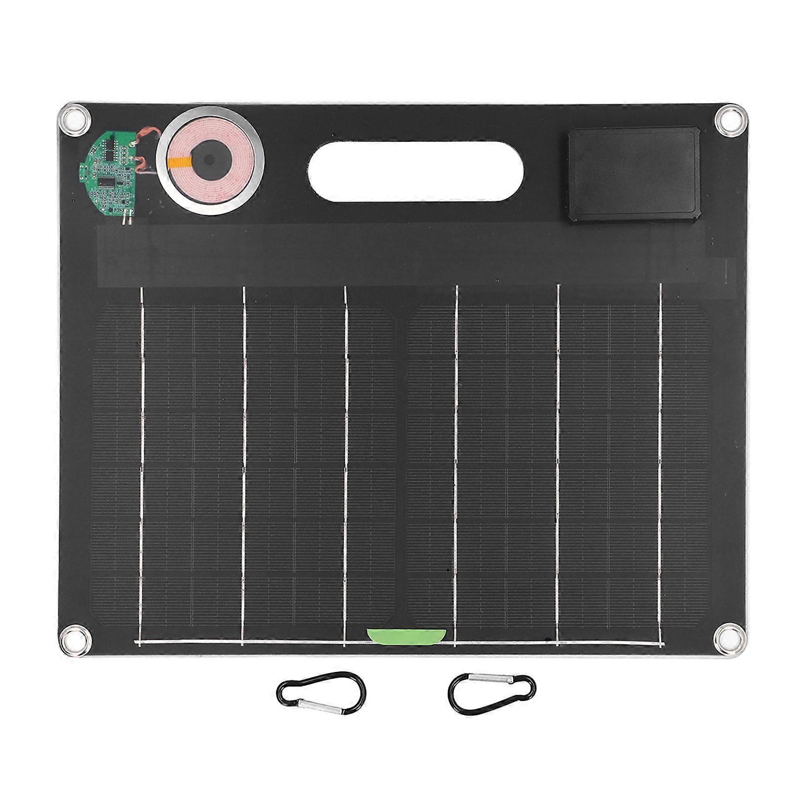 20W Solar Panel Monocrystalline High Efficiency Dual USB Port Cordless Charging Built in Voltage Stabilizer for Mobile Phone Camping Travel