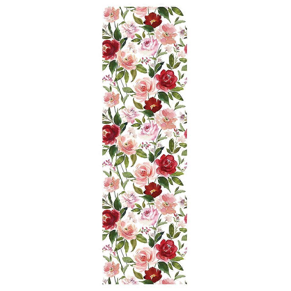Floral Bedroom Wallpaper Set Self-Adhesive Removable For Smooth Surface 300X45CM Pink PVC 1Set