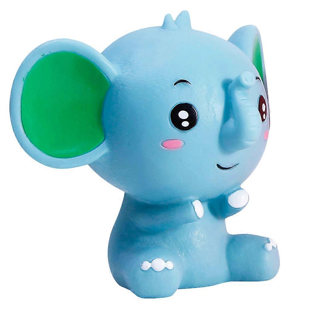 Blue Elephant Shaped Coin Storage Device Soft Plastic Kids Room Decor 1Pc