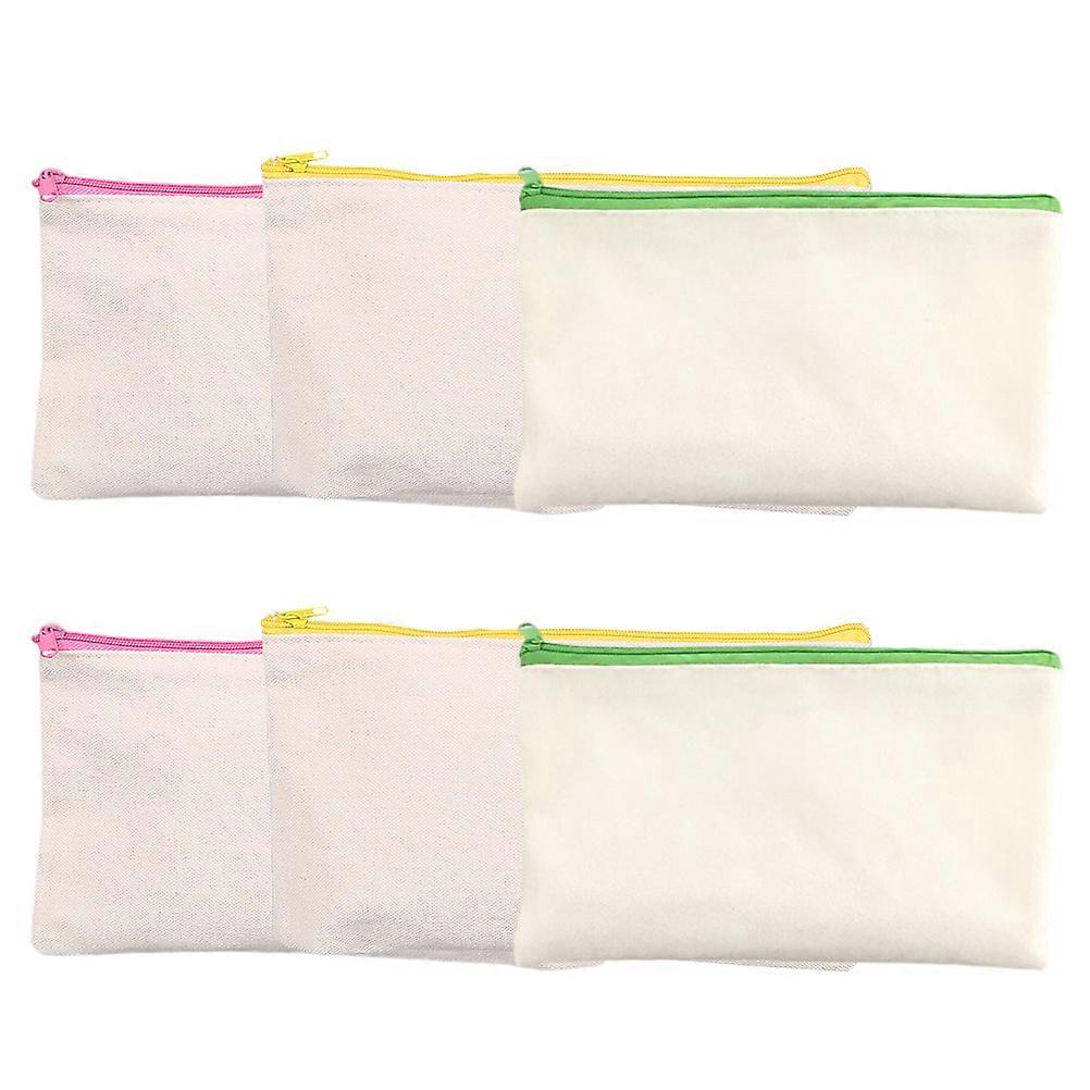 Zipper Design Pen Container Stationery Storage Pencil Bag Everyday Use 8.25X4.72X0.20in 6Pcs