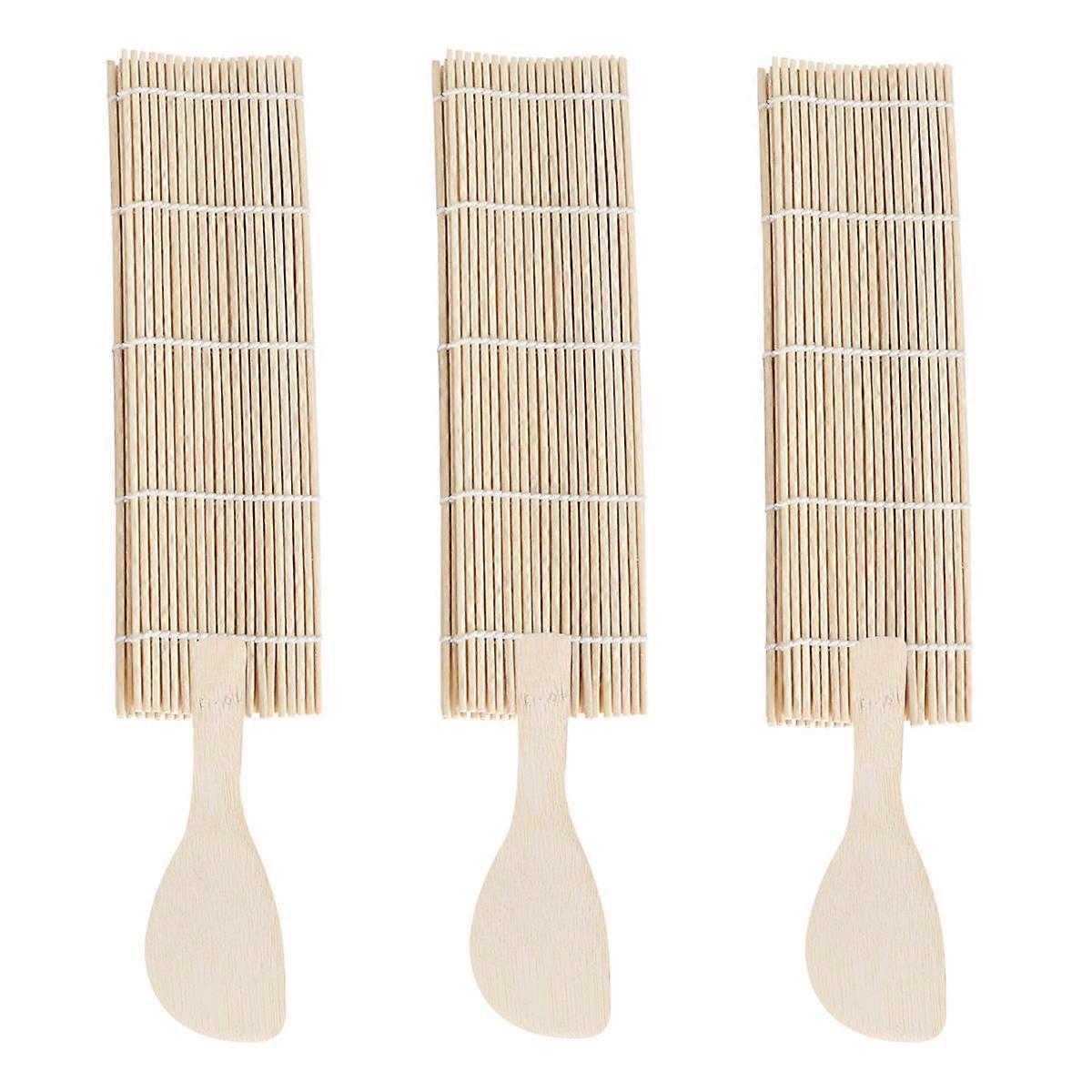 Sushi Maker Set Bamboo Sushi Mat Home Cooking Square 3Set of 6Pcs Meal Preparation