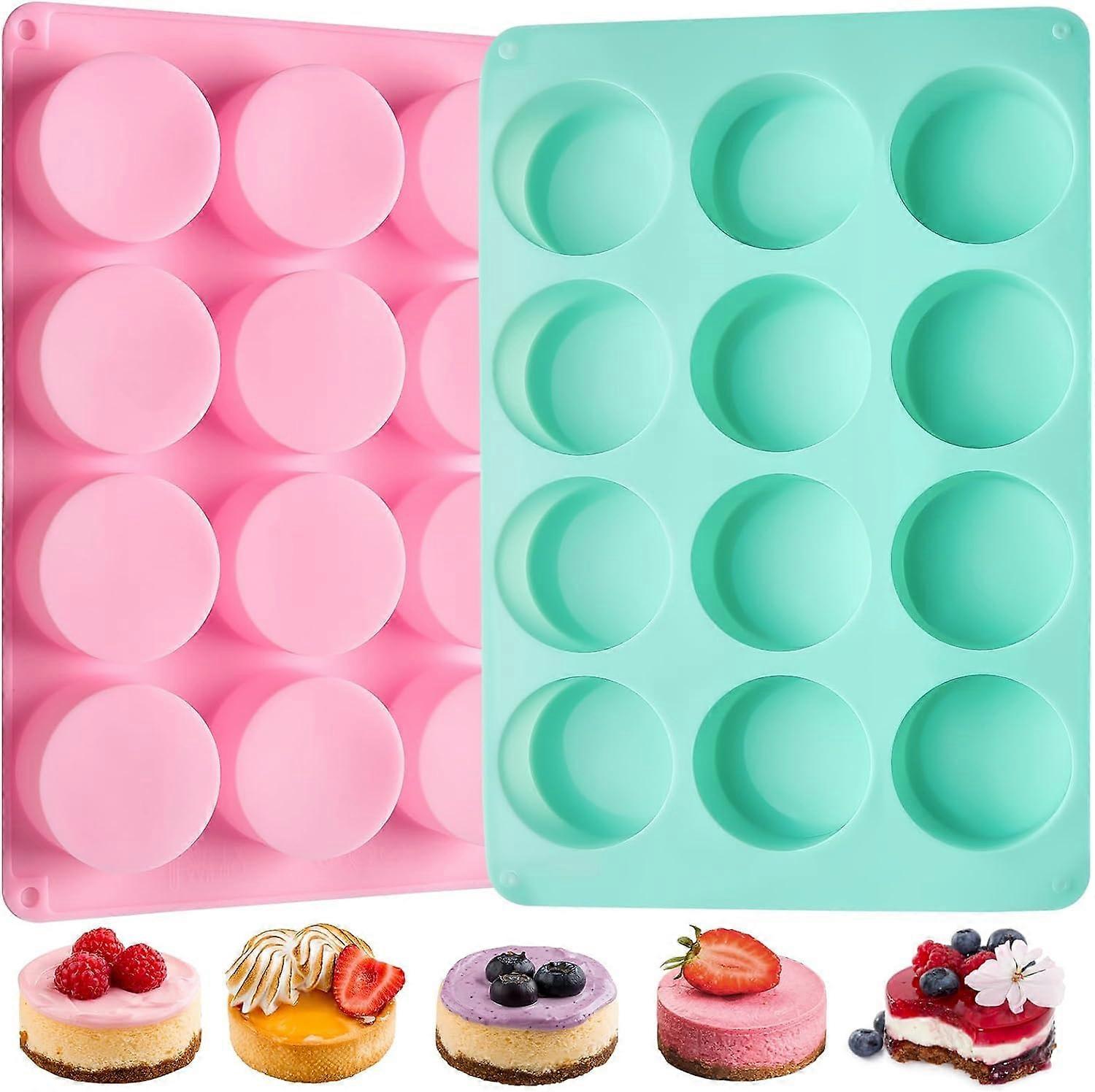 Mini Silicone Muffin Moulds, Set Of 2, 12-Cavity, BPA-Free Non-Stick Cupcake Cases For Muffins, Brownies, Cakes, Pudding