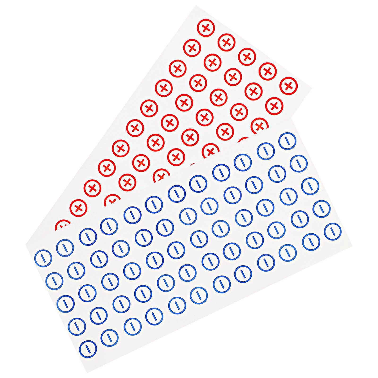 120pcs PVC Electrical Polarity Stickers – Red Positive & Blue Negative Safety Labels for Power Supply Identification and Warning Signage