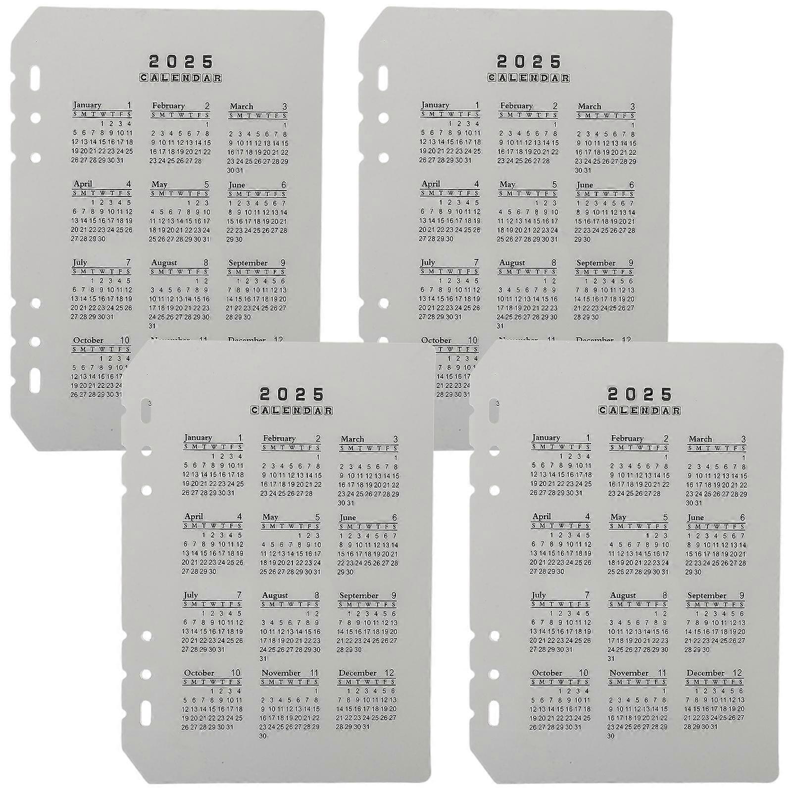 4pcs Plastic Calendar Notebook Dividers Transparent Binder Separators for Daily Planner Inserts Organizing Scheduling