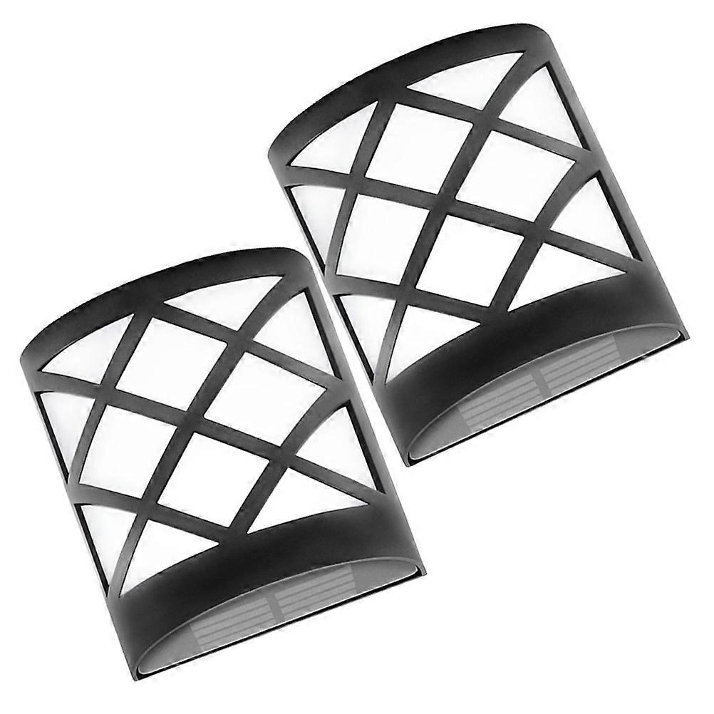 Solar Powered LED Wall Lamp for Outdoor Lighting Use 2Pcs Black Set