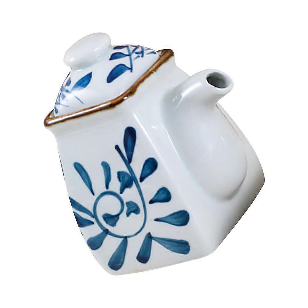 Japanese Style Ceramic Condiment Dispenser with Lid for Vinegar, Soy Sauce, Oil, and Balsamic – Kitchen Use