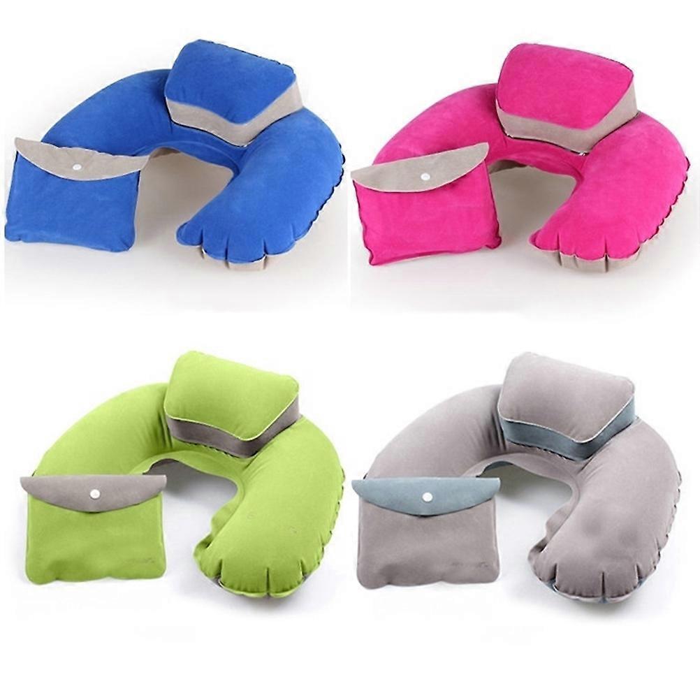 Travel Air Pillow Inflatable U Shape Air Pillow Head Neck Cushion for Camping Outdoor Green 1Set