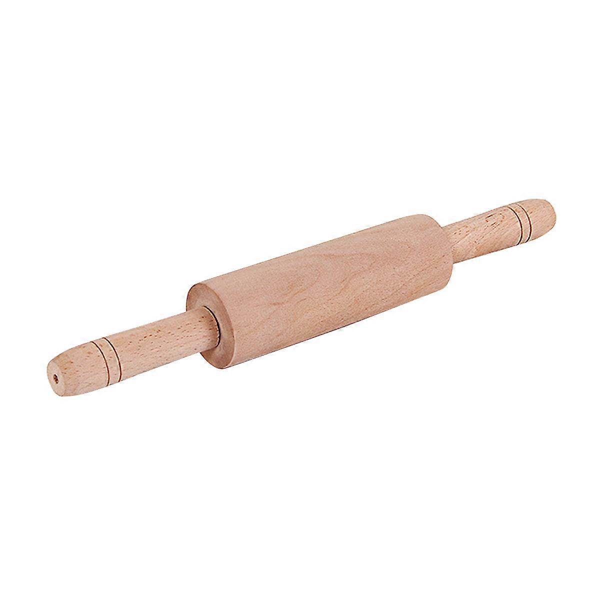 Dough Rolling Non-Stick Pizza Roller Cylindrical Shape Khaki Color Wood Material 1Set