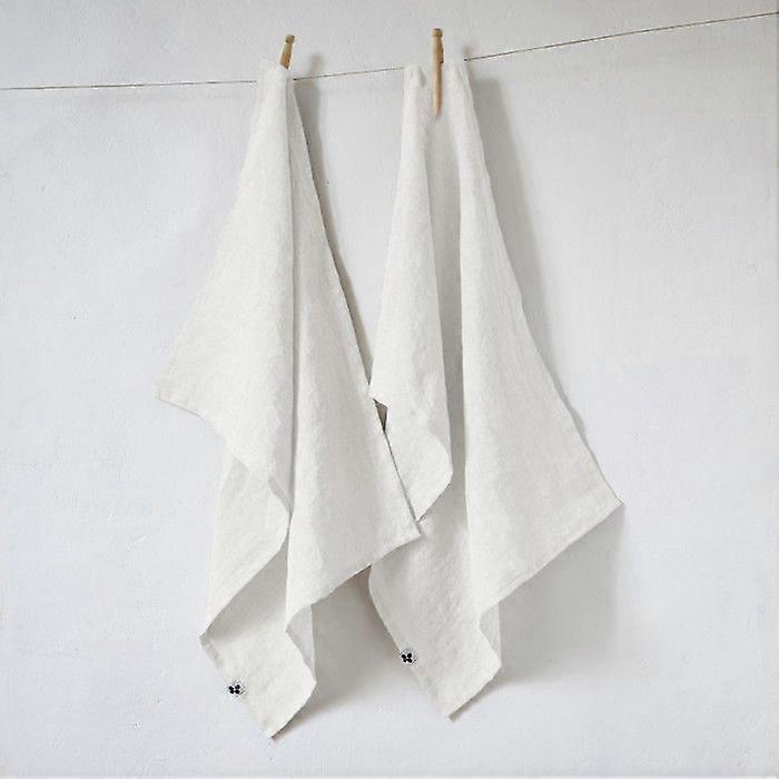 Leffet papillon Set of 2 Soline hand towels 50 x 70 cm Washed linen - Soline Craie