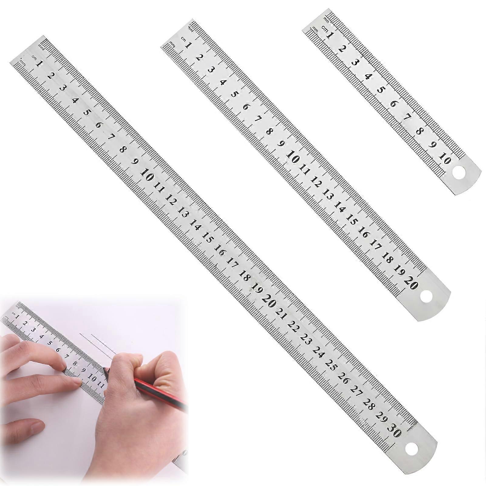 Stainless Steel Rulers, Metal Rulers with Double Sided Scale Edge (15 cm)