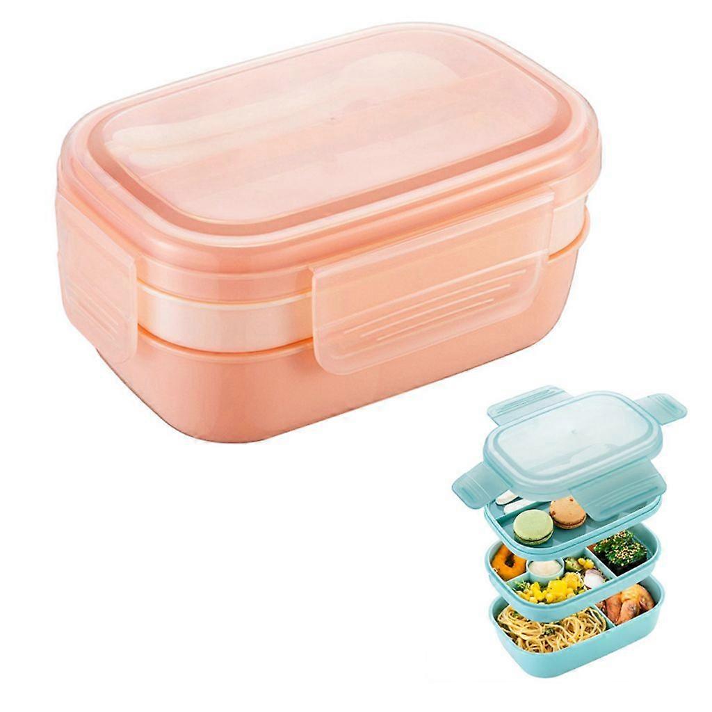 Erwachsene Lunchbox 1900ml Kinder Lunchbox mit Fächern auslaufsichere Lunchbox Picknick-, Arbeits-, Reise-Snackbox (rosa)