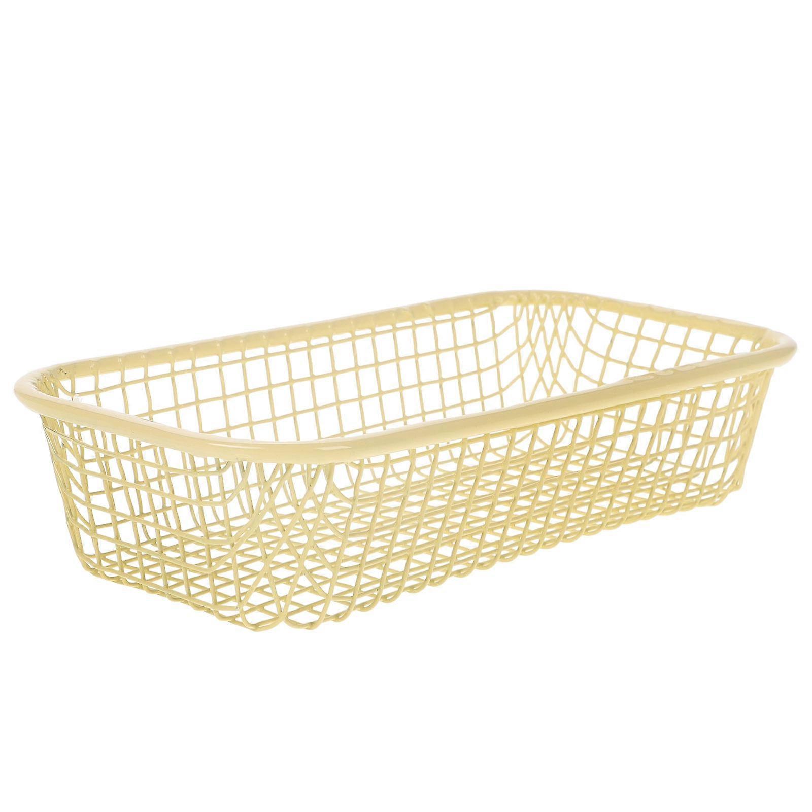 Wire Metal Basket For Organizing Decorative Storage Utensils Container Yellow 16.50X8.50X4.00CM Simple Design 1Set