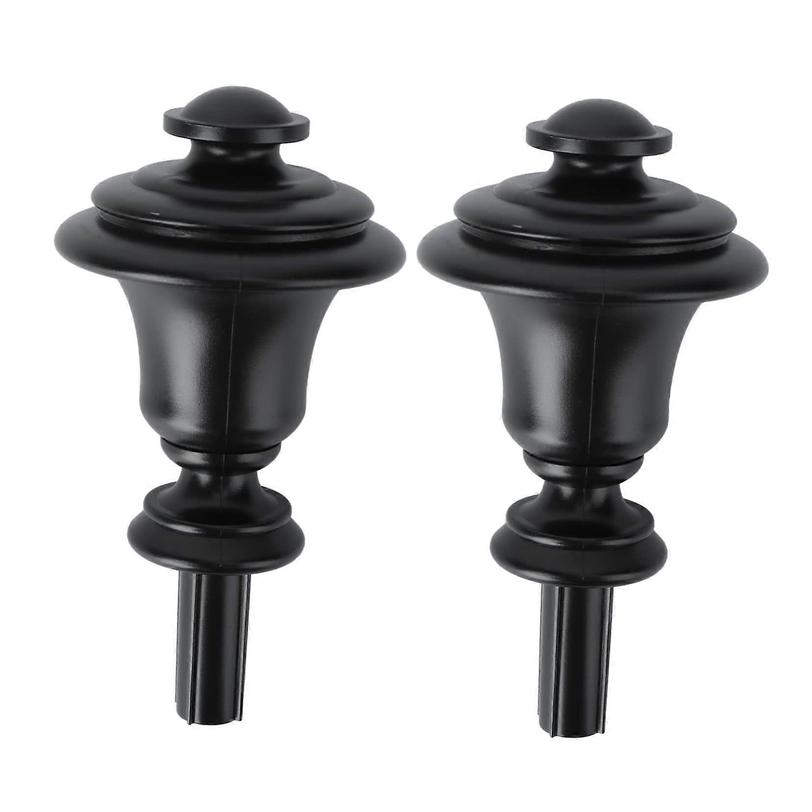 Roman Pole Decorative Head Curtain Rod Finials LED Vintage Style Black ABS Knobs for Window Curtains Pack of 2