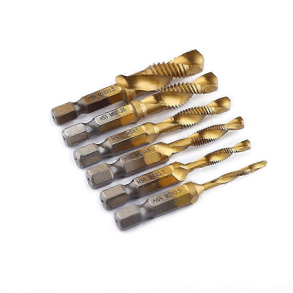 6pcs Hex Stubby Drill Bits Precision HSS Drill Bits Titanium Coated High Steel Drill Set