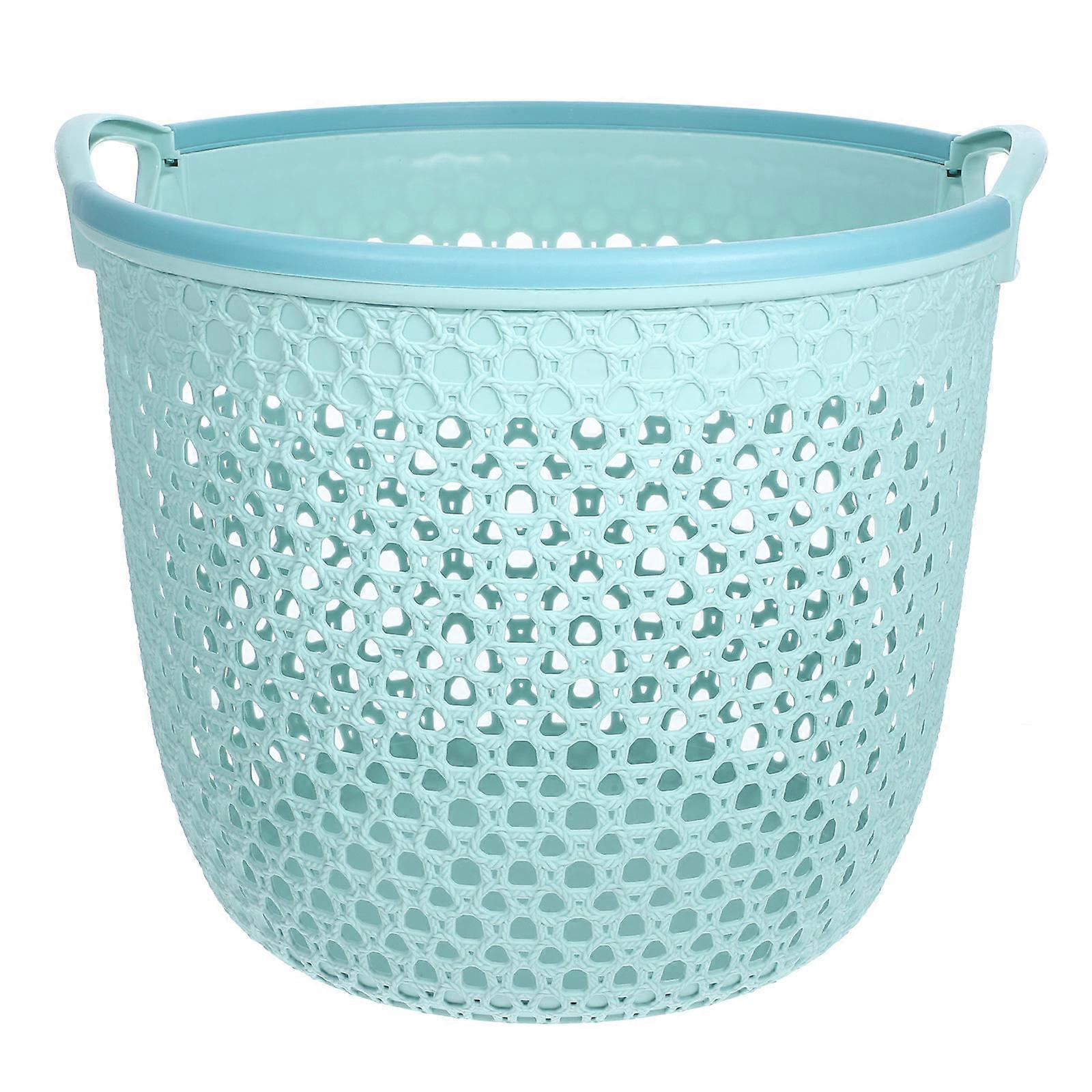 Plastic Laundry Basket Rectangular For Daily Use Sky-Blue 12.4X12.4X10.2in Portable 1Pack