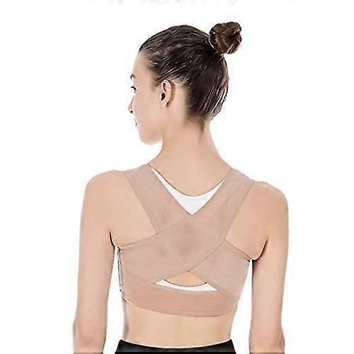 Posture correction, adjustable back brace, support belt, shoulderlumbar correction (skin color, S)