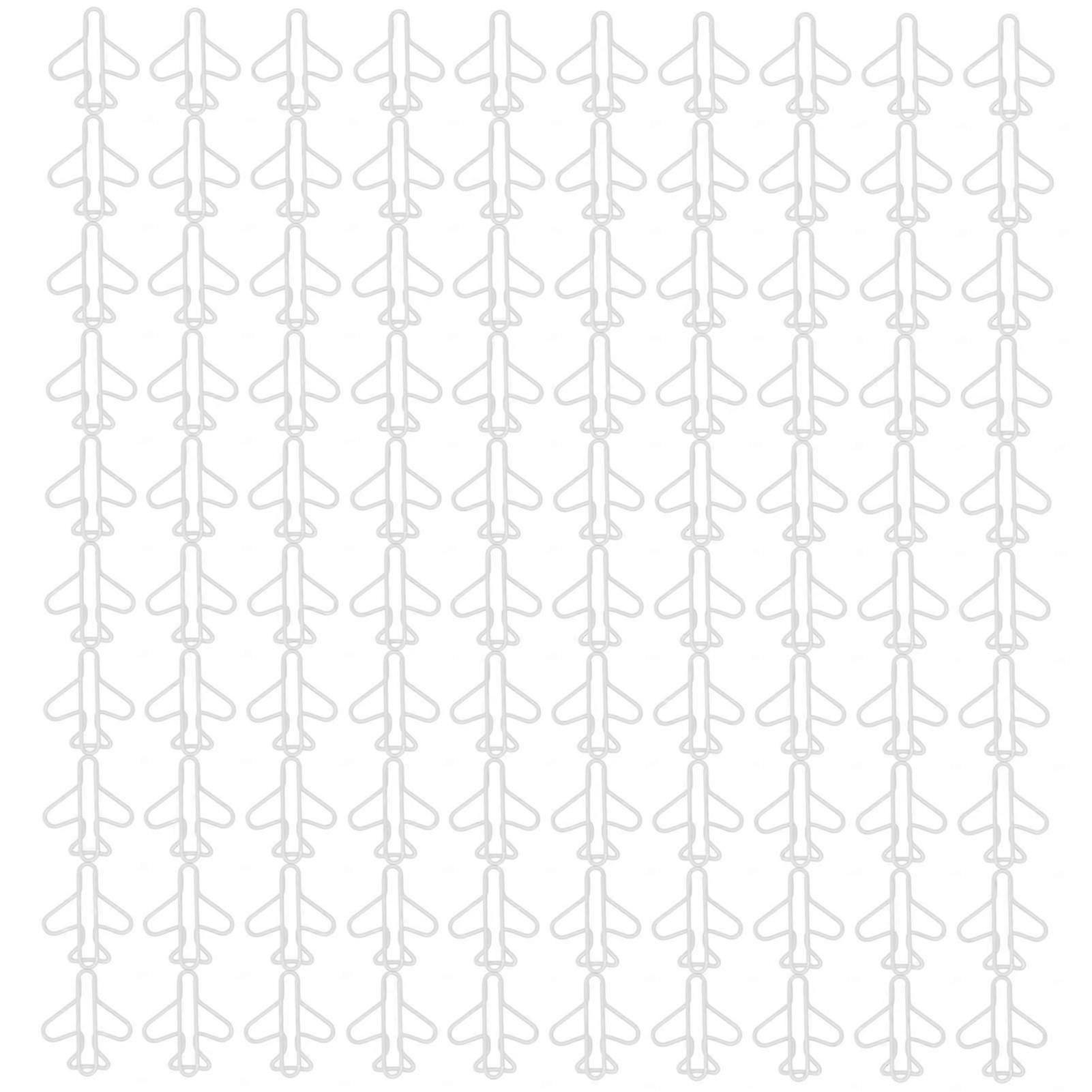 100Pcs White Cute Plane Shaped Paper Clips - Durable & Fancy Coated for Work, Study, Organizing