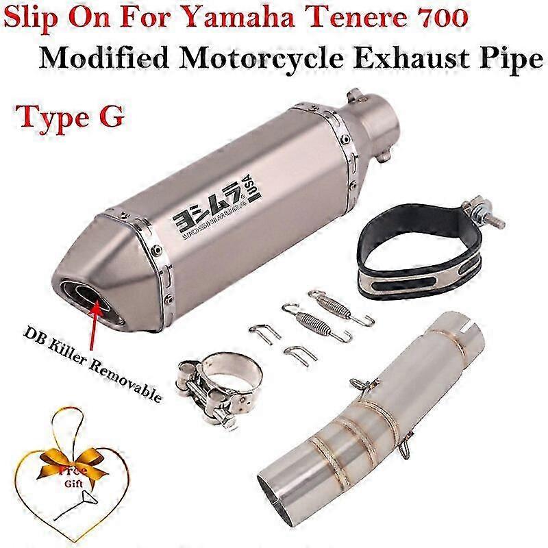For compatible motorcycle exhaust system for certain brand Tenere700 XTZ700 2019 2020 2022 with slip-on and middle link pipe DB killer