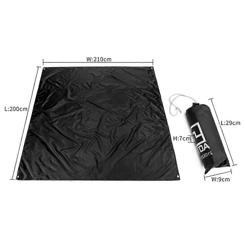 Camping Floor Blanket Tent Rugs Black 2.1X1.5M Oxford Cloth Waterproof Compact 1Pack