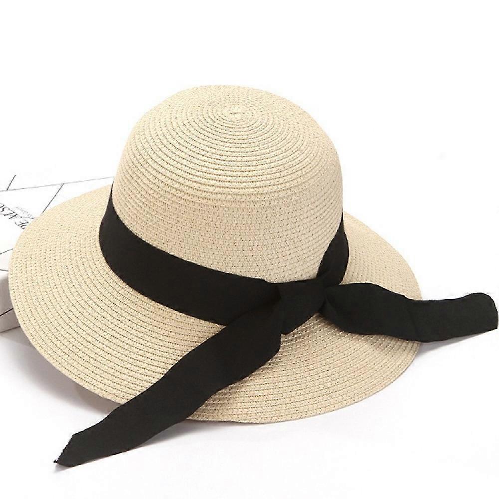 Women's wide brim straw hat, foldable and breathable sun hat for summer, ideal for beach, travel, garden, with adjustable fit