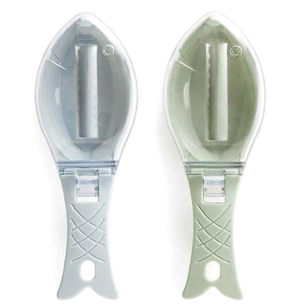 Fish Scaler Plastic Scale Remover with Catch Tray Pack of 2