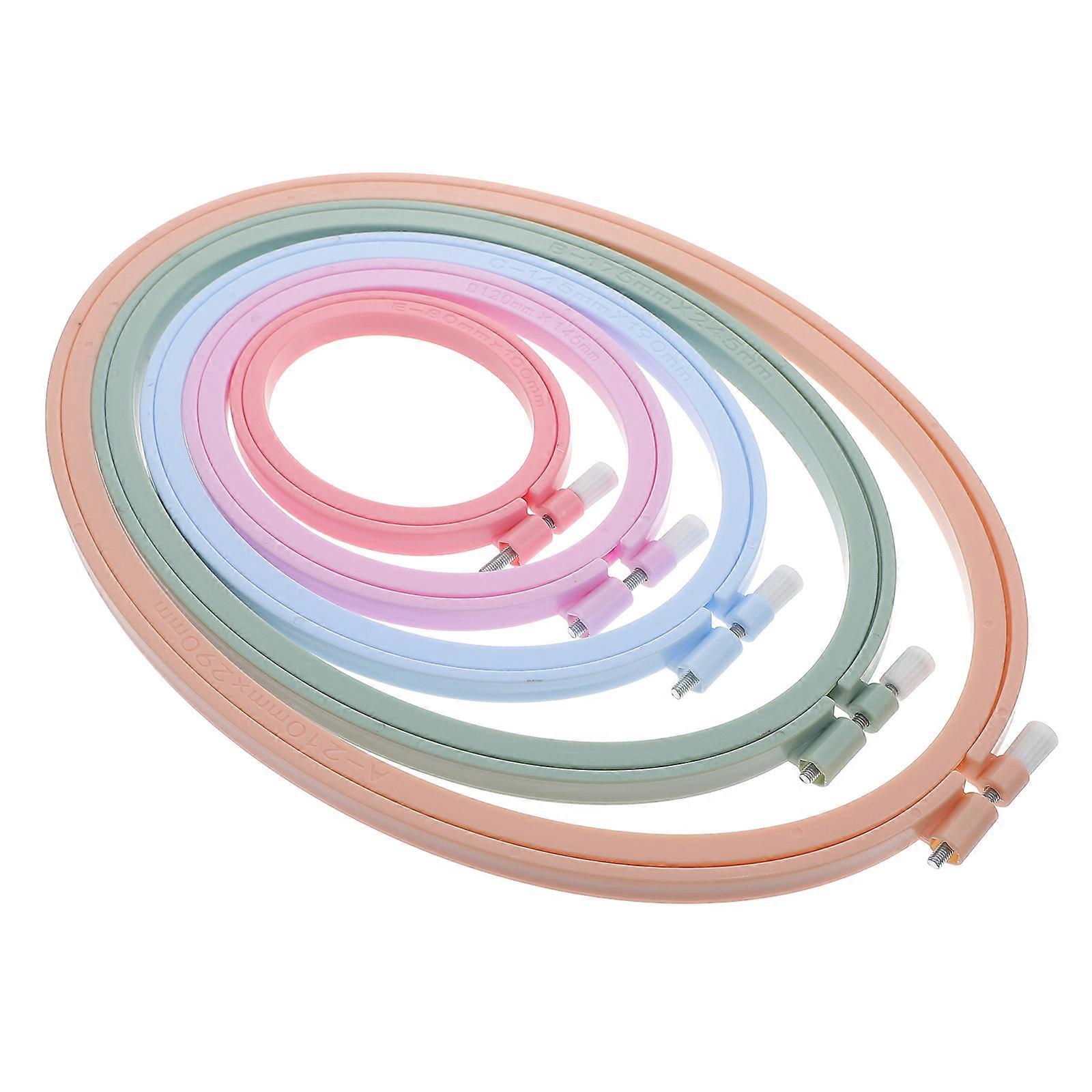 5pcs Embroidery Hoops for DIY Use Plastic Oval Shape Lightweight Durable ABS 3.54x2.76 Inches
