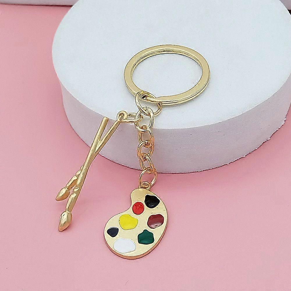 2pcs Creative Palette Keychain: Mini Alloy Painting Palette Charm For Backpack/Travel Souvenirs - Cute Hanging Decoration Bag Charm